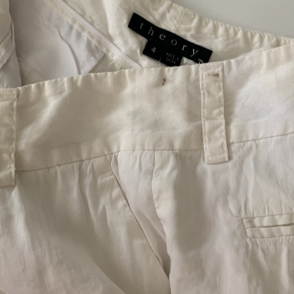 Theory Cuffed Loose Fit Linen Blend White Shorts Size 4 - Picture 12 of 12